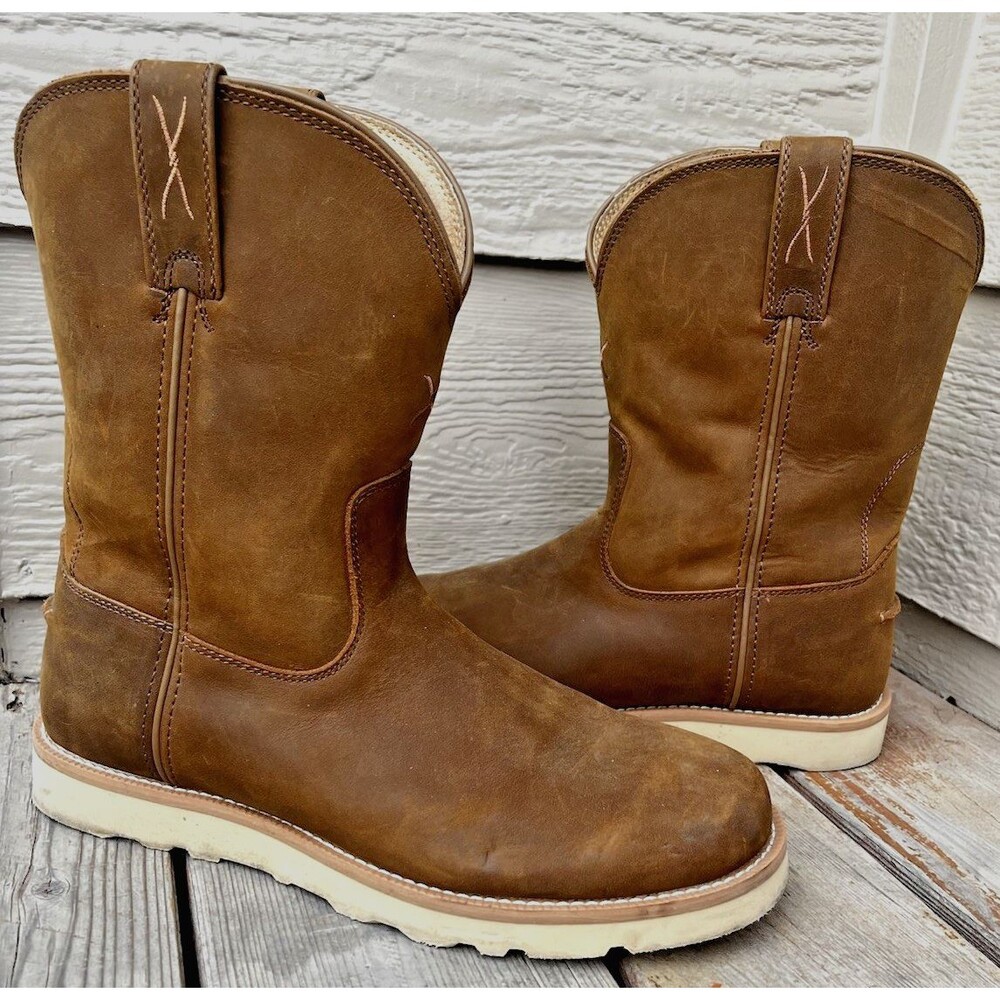 Twisted X Men’s 10.5W Pull-On Wedge Sole 10" Work Boots Soft Toe MCB0001